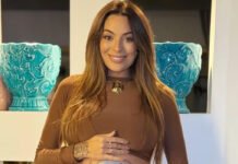 Monique Amin celebra reta final da gravidez com pintura especial na barriga: ‘Demais’